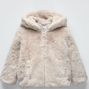 Faux Fur Hooded Jacket - Size 2yr - 3yr